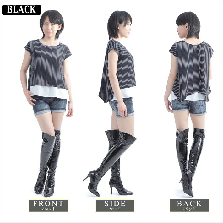 レースレディース Lace Ladies 2WAY レザー調 折り返し 厚底