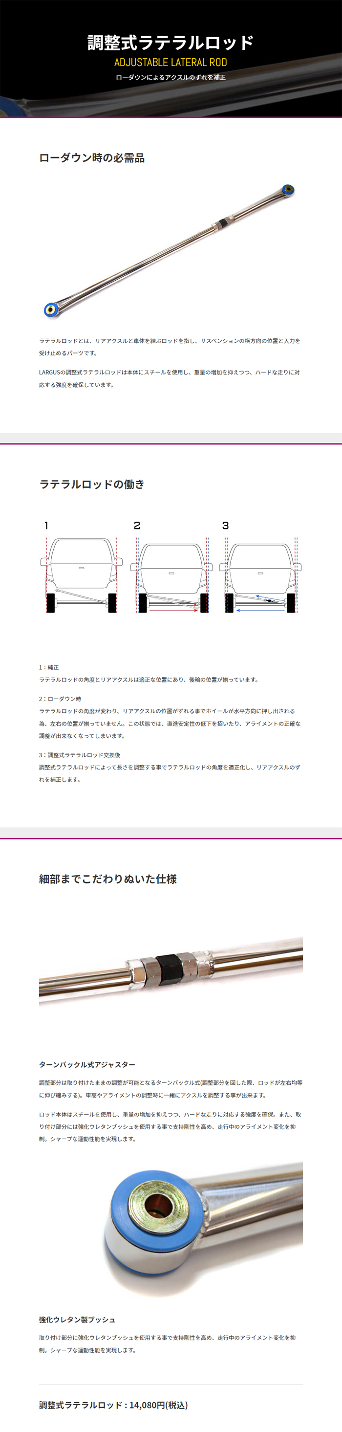 ラルグス 調整式ラテラルロッド φ28 アトレーワゴン S321G LARGUS