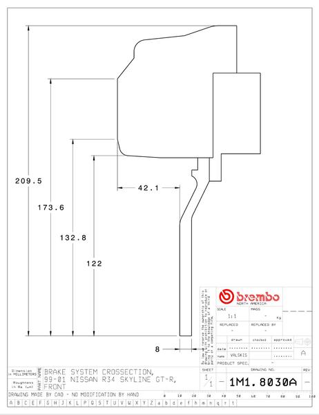 ブレンボ GTキット スカイラインGT-R R34 1M1.8030A/1M2.8030A