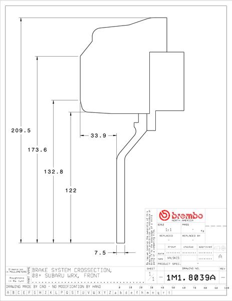 WRX ブレーキキャリパー ブレンボ GTキット 1M1.8039A 1M2.8039A brembo GT-KIT ドリルド スリット ブレーキローター ブレーキディスク ディスクローター｜ktspartsshop｜02