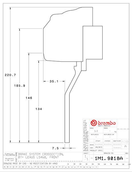 LS460 LS460L LS600hL ブレーキキャリパー ブレンボ GTキット 1M1.9018A 1M2.9018A brembo GT-KIT ドリルド スリット ブレーキローター ブレーキディスクの画像