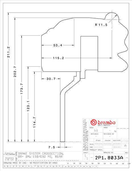 M3 E90 E92 E93 ブレーキキャリパー ブレンボ GTキット 2P1.8033A 2P2.8033A brembo GT-KIT ドリルド スリット ブレーキローター ブレーキディスクの画像