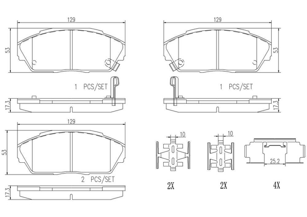ブレンボ セラミックパッド フロント左右セット ブレーキパッド CR-X