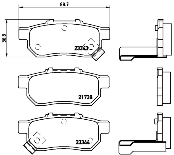 brembo（ブレンボ） インテグラ DA5 DA7 ブレーキパッド リア左右