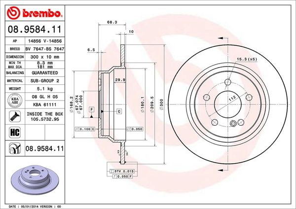 ブレンボ ブレーキディスク リア左右セット Eクラス W211(セダン