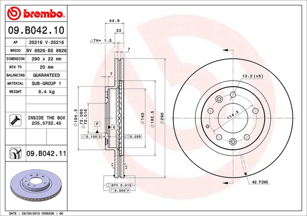 ブレンボ ブレーキディスク フロント左右セット ロードスター/ユーノスロードスター NCEC 09.B042.11 brembo BRAKE DISC ブレーキローター ディスクローター_1