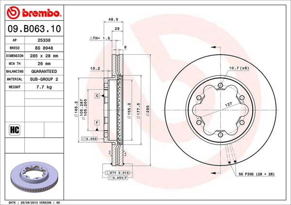 brembo（ブレンボ） ブレーキディスク フロント左右セット ハイエース
