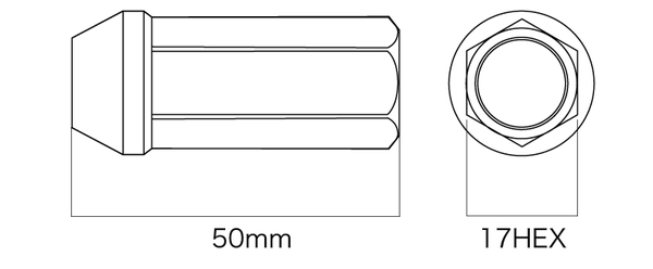 ホイールナット デジキャン クロモリレーシング6角ナット ロングタイプ 4個セット 全長50mm M12 CN6K5012BK-DC CN6K5015BK-DC DIGICAM 4本セット 貫通ナット | DIGICAM | 02