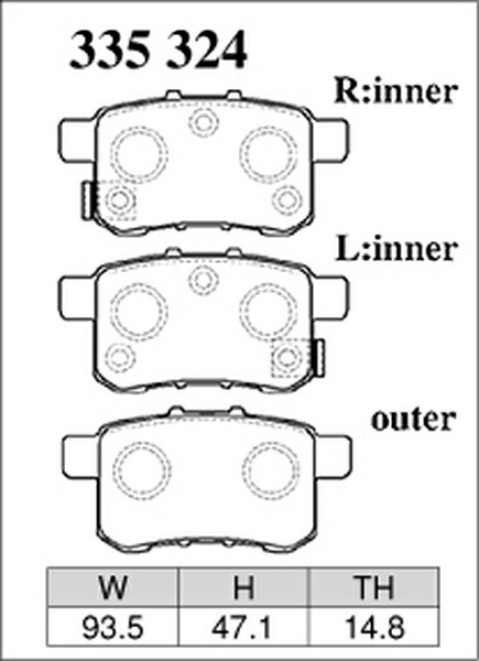 インスパイア セイバー CP3 ブレーキパッド リア左右セット ディクセル ESタイプ 335324 DIXCEL エクストラスピード リアのみ INSPIRE SABER ブレーキパット | DIXCEL | 02