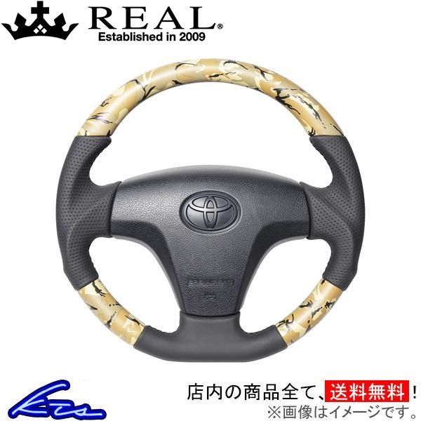 サクシード 160系 ステアリング レアル オリジナルシリーズ TYB-BGT-BK REAL ソフトDシェイプ 小径 ガングリップ Succeed ハンドル | REAL（車）
