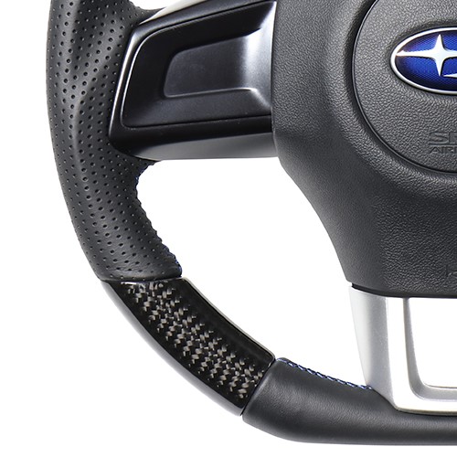 レヴォーグ VM4 VMG ステアリング レアル オリジナルシリーズ SBA-BKC-BL 取付セット REAL Dシェイプ 小径 ガングリップ LEVORG レボーグ ハンドル | REAL（車） | 02