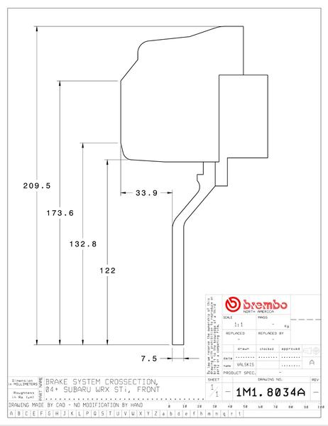 brembo（ブレンボ） WRX STi ブレーキキャリパー GTキット 1M1.8034A