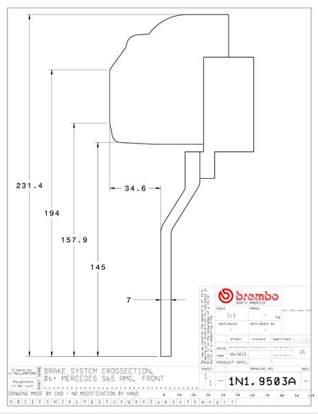 ブレンボ GTキット S550 W221 1N1.9503A/1N2.9503A ドリルド/スリット