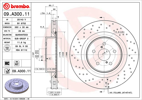 ブレンボ ブレーキディスク フロント左右セット IS F USE20 09.A300.11