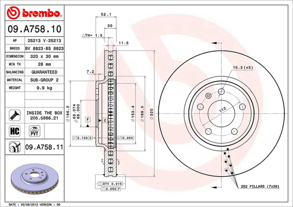 ブレンボ ブレーキディスク フロント左右セット A4(B8) 8KCALF