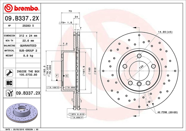 未使用 Brembo 09.B337.2X 用 フロント ブレーキディスク brembo（ブレンボ） エクストラブレーキディスク フロント左右セット 1