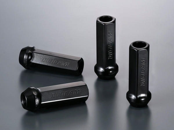 ホイールナット デジキャン クロモリレーシング6角ナット スーパーロングタイプ 4個セット 全長60mm M12 CN6K6012BK-DC CN6K6015BK-DC DIGICAM 4本セット | DIGICAM | 01