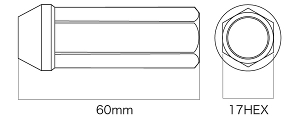 ホイールナット デジキャン クロモリレーシング6角ナット スーパーロングタイプ 4個セット 全長60mm M12 CN6K6012BK-DC CN6K6015BK-DC DIGICAM 4本セット | DIGICAM | 02