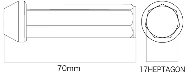 ホイールナット デジキャン クロモリレーシング7角ナット ウルトラスーパーロングタイプ 4個セット 全長70mm M12 CN7F7012BK-DC CN7F7015BK-DC DIGICAM | DIGICAM | 02
