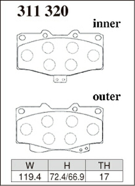 ハイラックスサーフ 180系 ブレーキパッド フロント左右セット ディクセル ECタイプ 311320 DIXCEL エクストラクルーズ フロントのみ | DIXCEL | 02