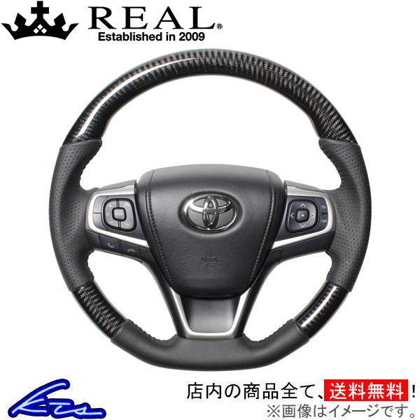 ハリアー 60系 ステアリング レアル オリジナルシリーズ R80-BKC-BK REAL ソフトDシェイプ 小径 ガングリップ HARRIER ハンドル | REAL（車）