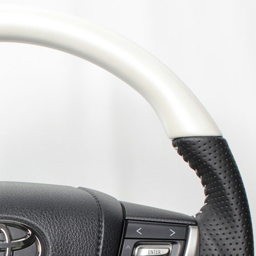 ランドクルーザープラド 150系 ステアリング レアル プレミアムシリーズ S210-WHW-WH REAL Dシェイプ 小径 ガングリップ ランクル プラド | REAL（車） | 01