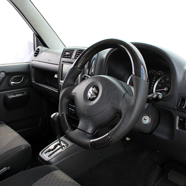 ジムニー JB23W ステアリング レアル オリジナルシリーズ JB-BKC-BK 工賃セット REAL ソフトDシェイプ 小径 ガングリップ Jimny ハンドル | REAL（車） | 01