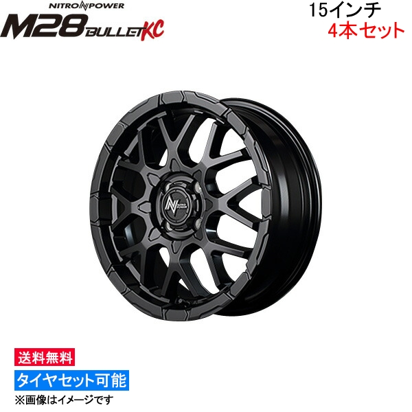 MID ナイトロパワー M28バレットKC 4本セット ホイール フレアクロスオーバー【15×5J 4-100 INSET48 セミグロスブラック】31系