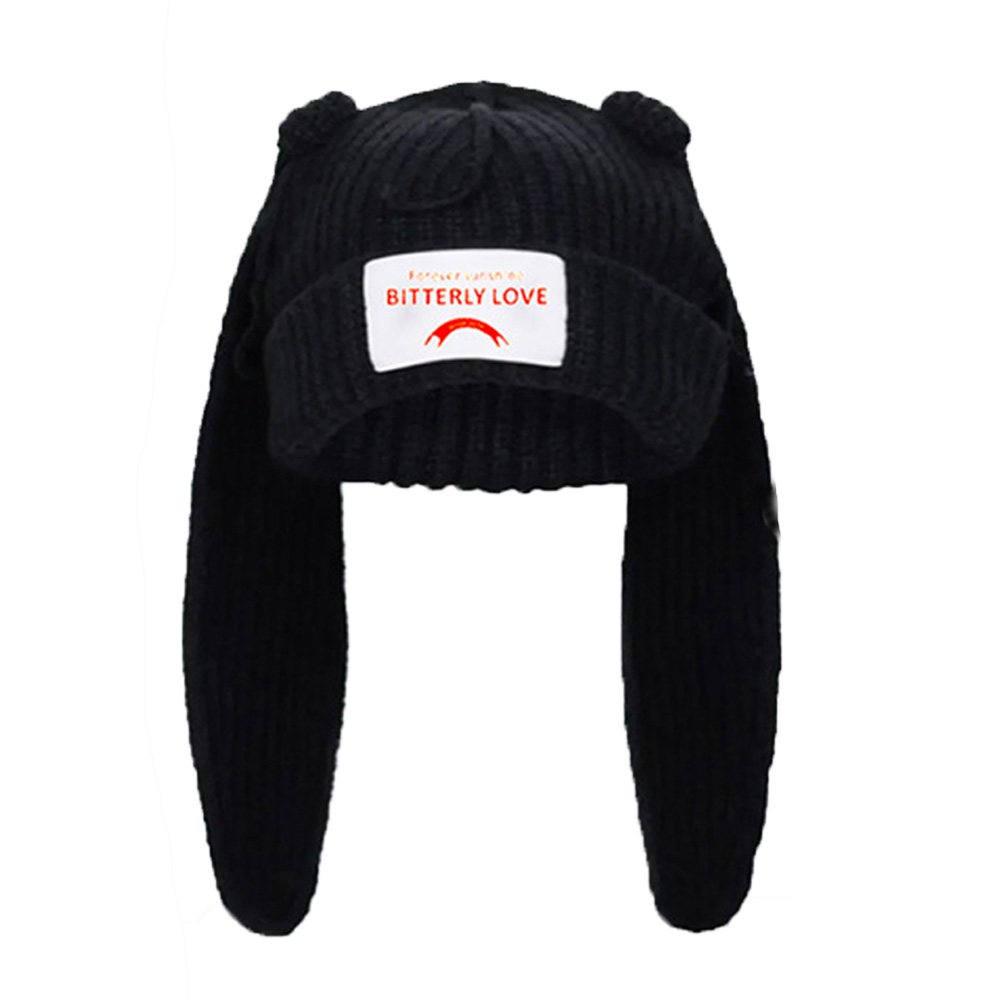 BASICKS ウサギ耳 ブラックニット帽 BASICKS/ベーシックス】Removable Bear Ear Beanie/リムーバブルベア