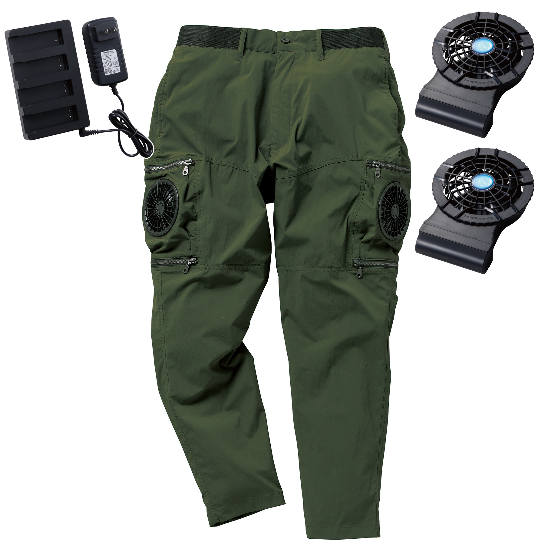 空調服(ズボン)・ファンバッテリーセット 2026年新商品 電動ファン付パンツ クロダルマ エアーセンサー 空調