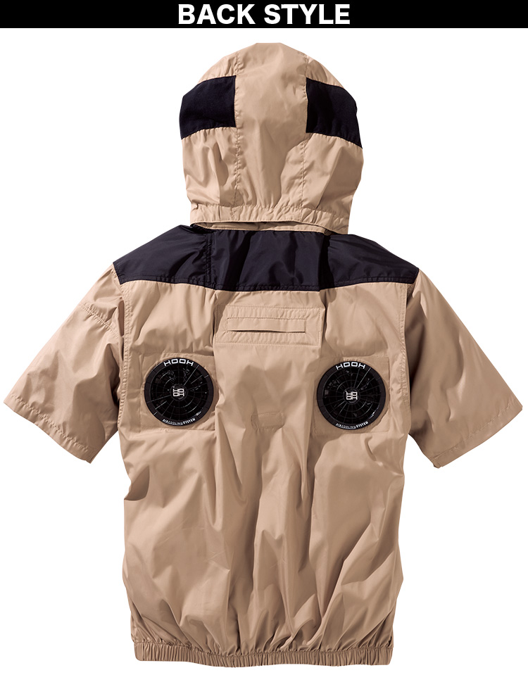 快適ウェア 空調作業服 ミドルファン半袖フードジャケット 15Vファン