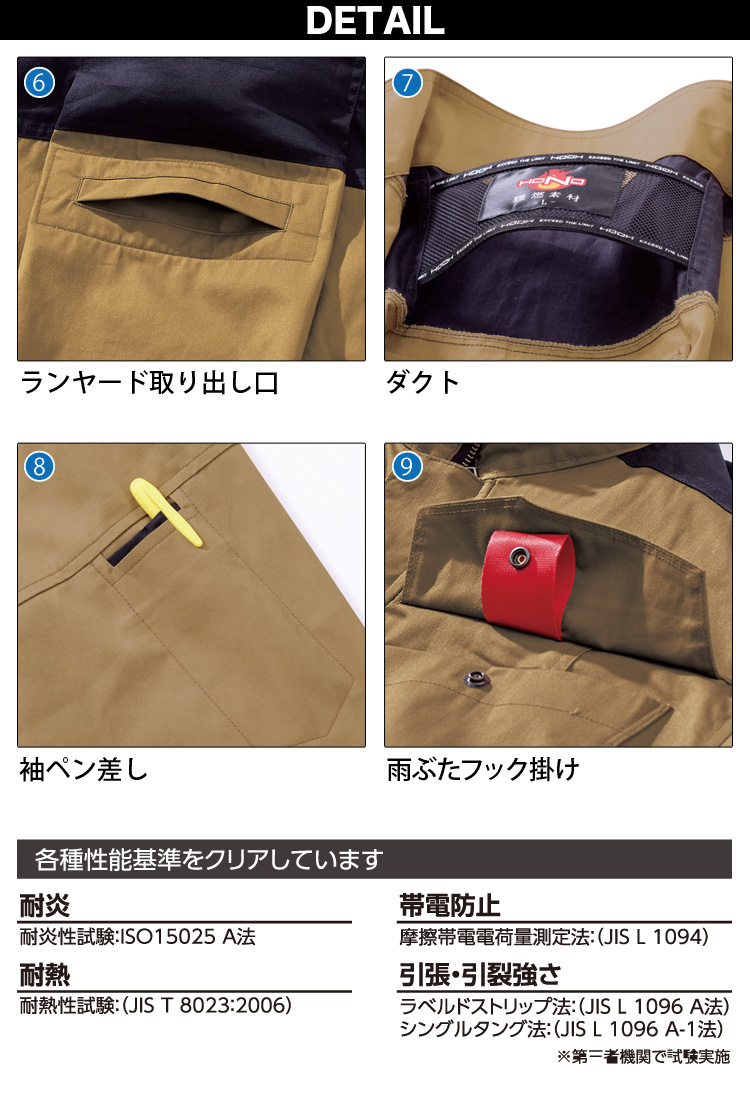 HOOH（鳳皇） 2025年新商品 快適ウェア 空調作業服 難燃長袖ブルゾン