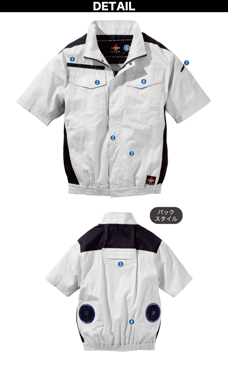 2025年新商品 快適ウェア 空調作業服 難燃半袖ブルゾン/15Vファン