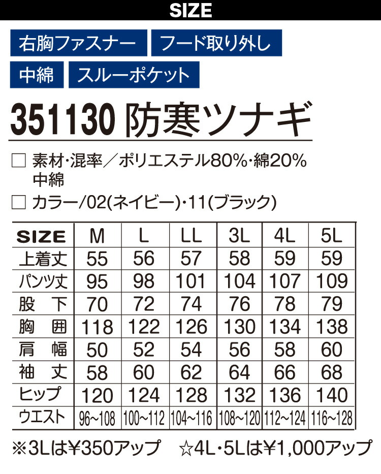 アタックベース 防寒ツナギ 351130 4L〜5L 大きいサイズ 作業服 作業着 防寒着 続服 オーバーオール フード付き 秋冬 保温 中綿 暖かい  メンズ ATACKBASE :026-351130-4l-5l:MU-style空調服・空調ウェア・作業着取扱店 - 通販 - Yahoo!ショッピング