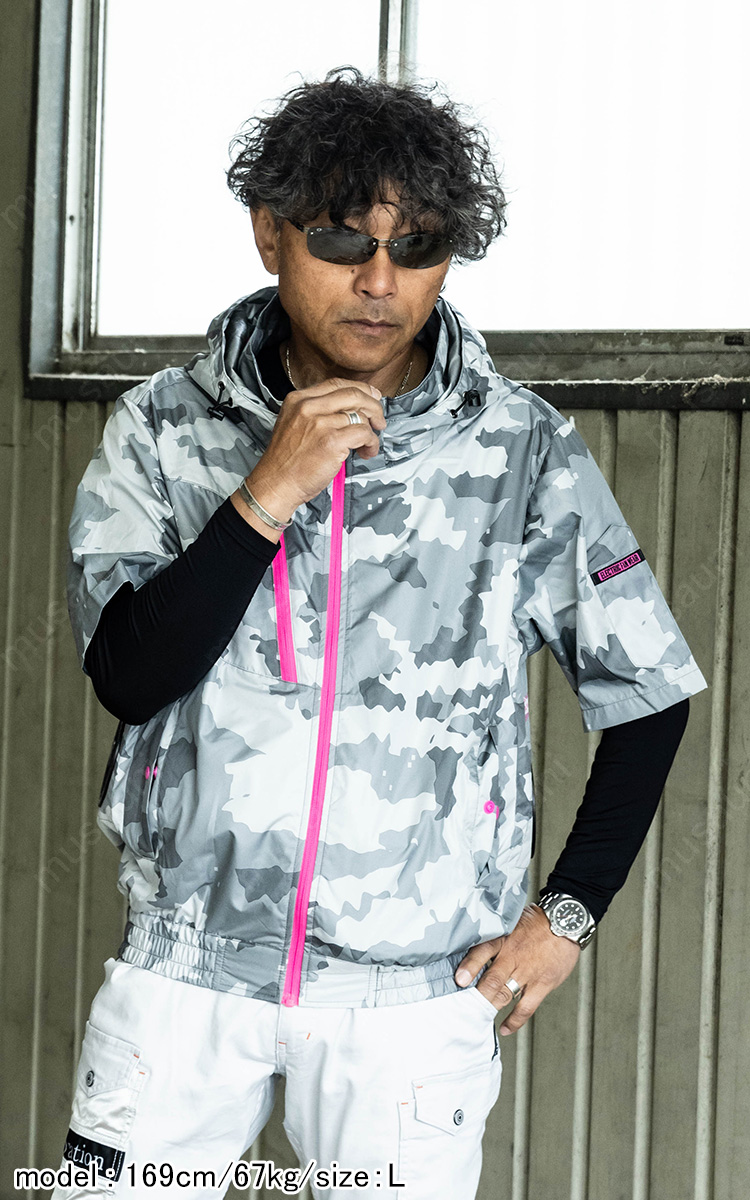 空調風神服チタン半袖サイドファン仕様 8845 日本製24Vバッテリー