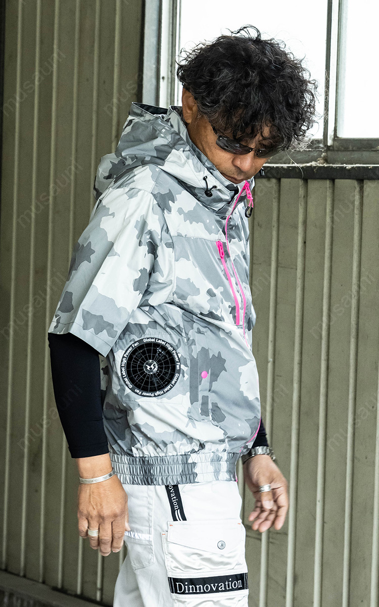 空調風神服チタン半袖サイドファン仕様 8845 日本製24Vバッテリー