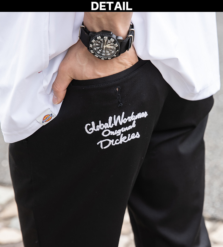 Dickies ビジュー刺繍 ブラックパンツ Dickies（ディッキーズ）の「Dickies/ ディッキーズ 刺繍入り ツイル