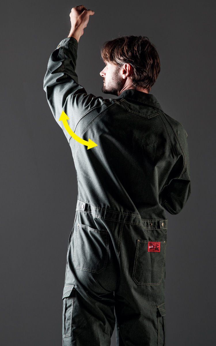 Auto-Bi 高機能秋冬長袖つなぎ服 6300 ツナギ デニム風 帯電防止 動き