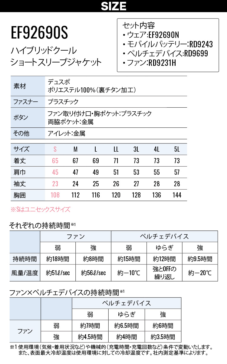 サンエス 空調風神服 ハイブリッドクールショートスリーブジャケット