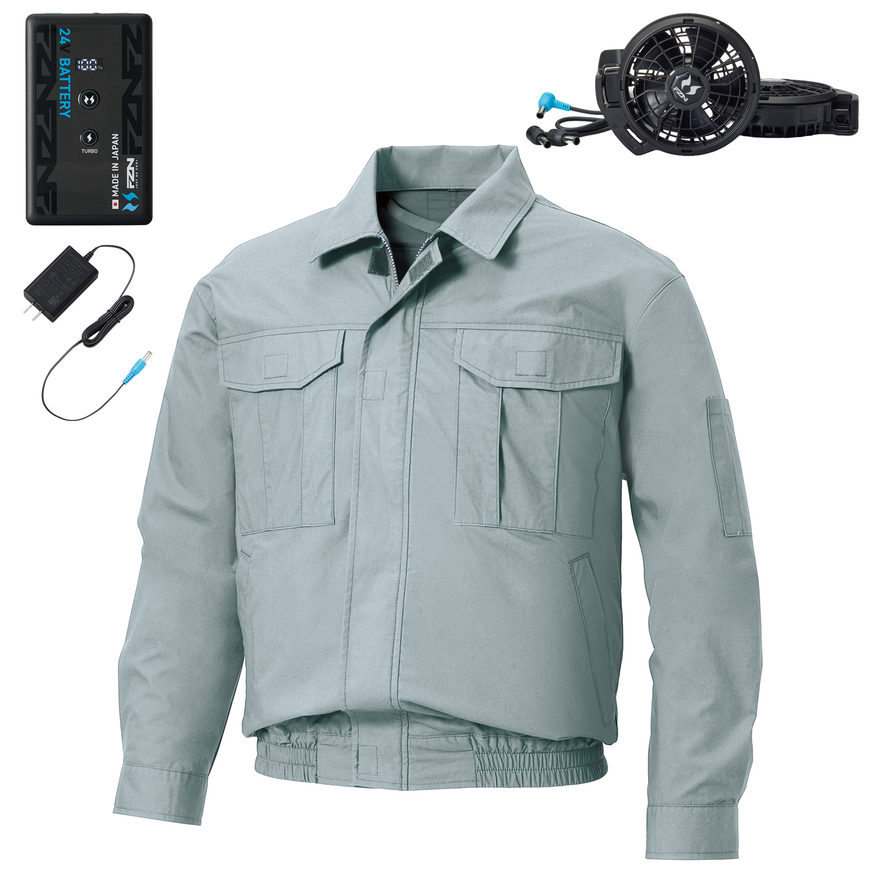 長袖ブルゾンシルバー空調風神服 XL 新品 フラットレギュラーファンバッテリー付 サンエス 空調風神服 長袖ブルゾン KF90550 RD9691NJ RD9610PH