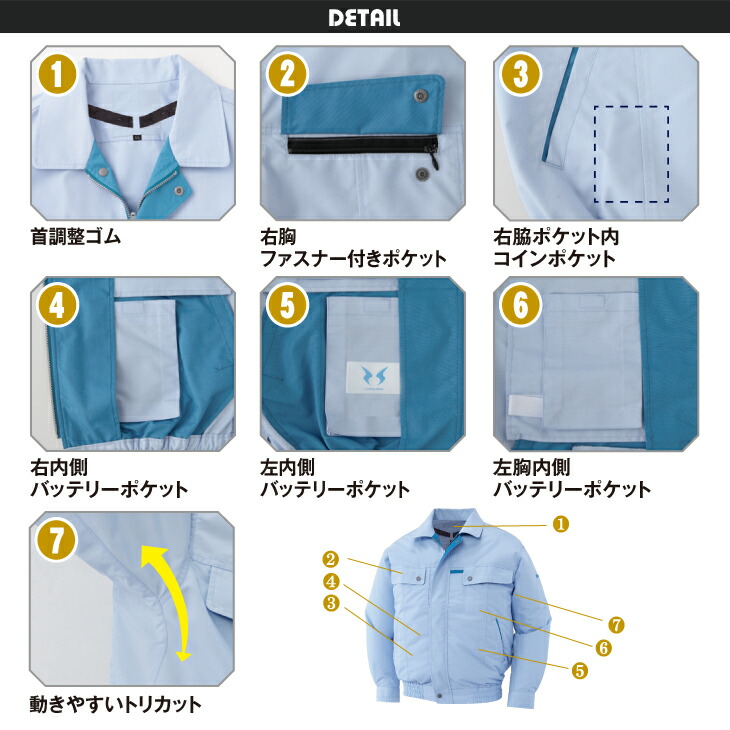 空調風神服 電動ファン付ウェア 12Vバッテリー/ハイパワーファンセット