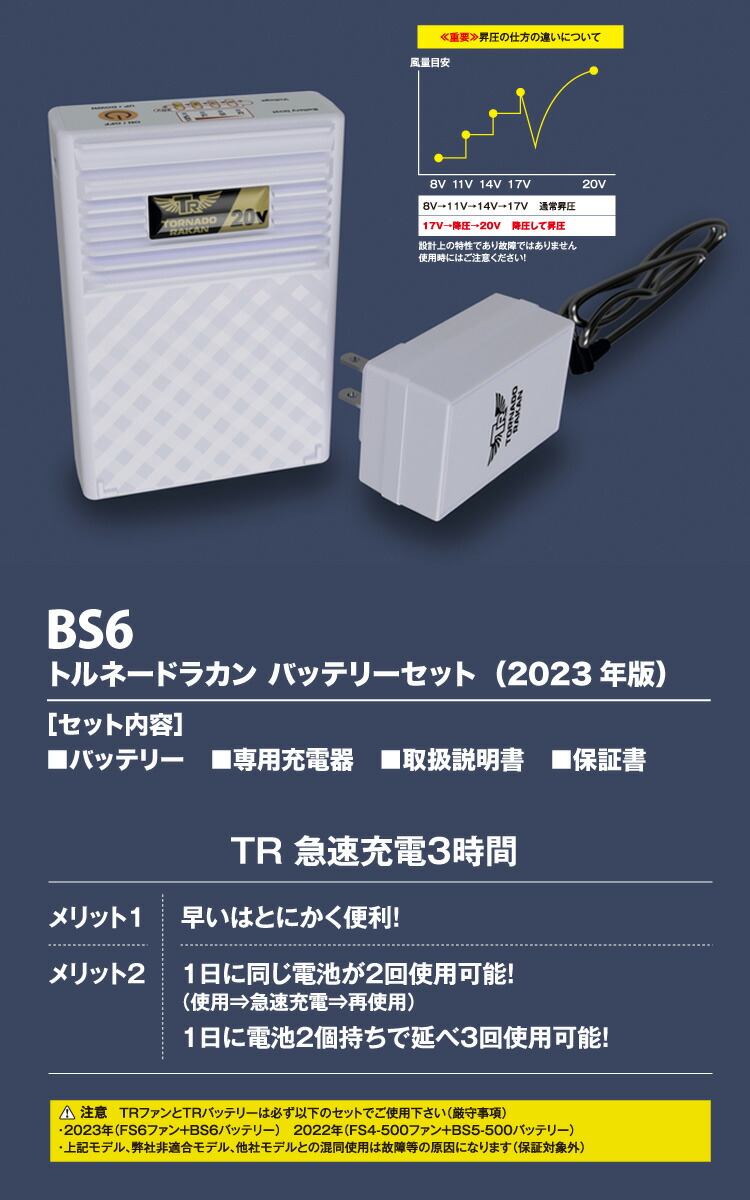 トルネードラカン ファン・バッテリーセット 2023年版 FS6 BS6 新型
