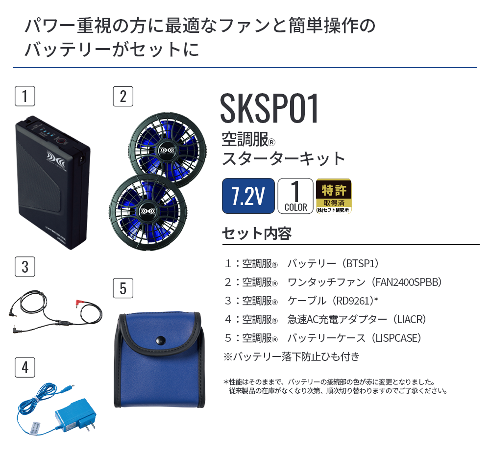 新品未使用 空調服 SKSP01 スターターキット バッテリー 空調服®SKSP01スターターキット
