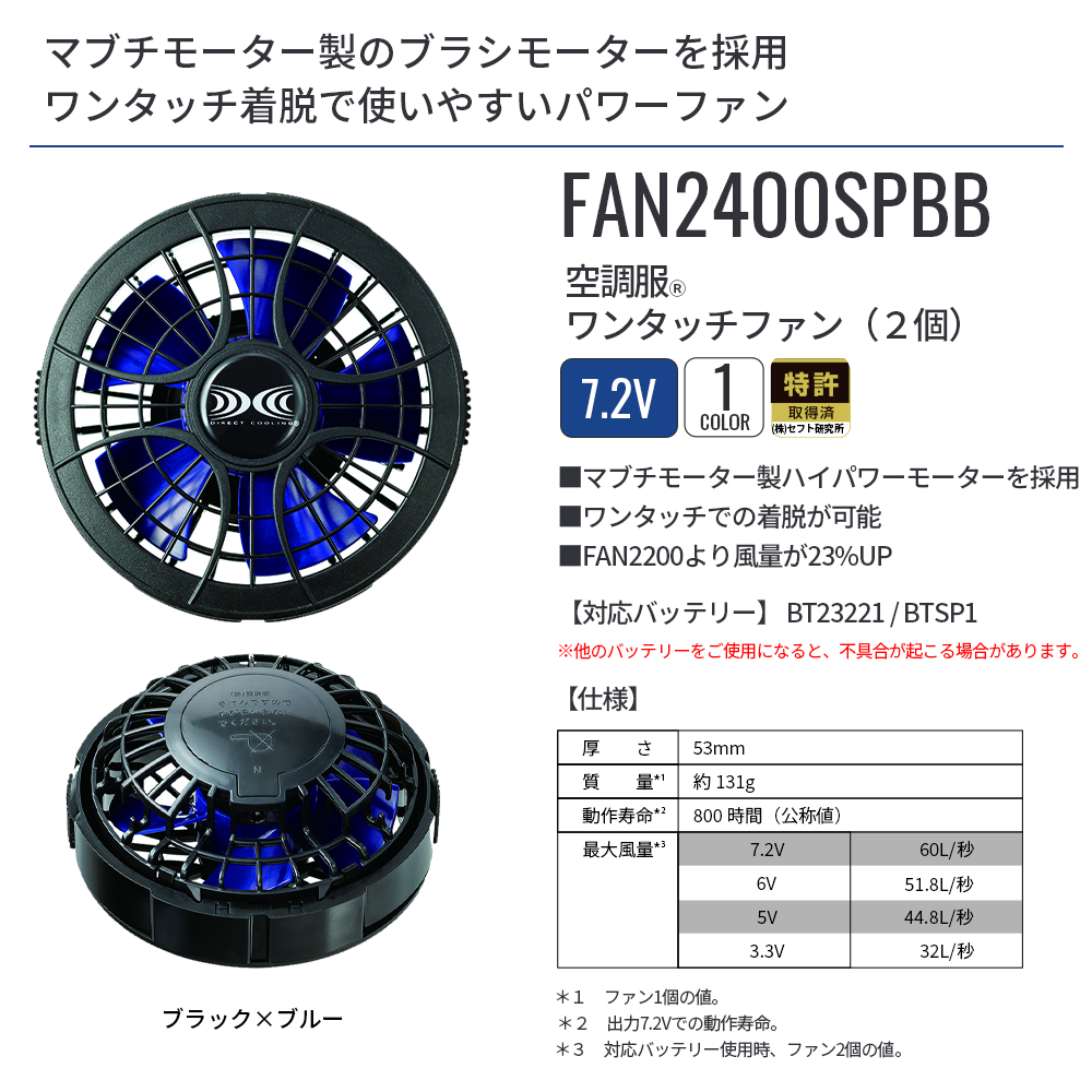 新品空調服　パワーファンスタートキット SKSP01J 空調服(R)】 SKSP01J 7.2V大容量パワーファン対応スターター