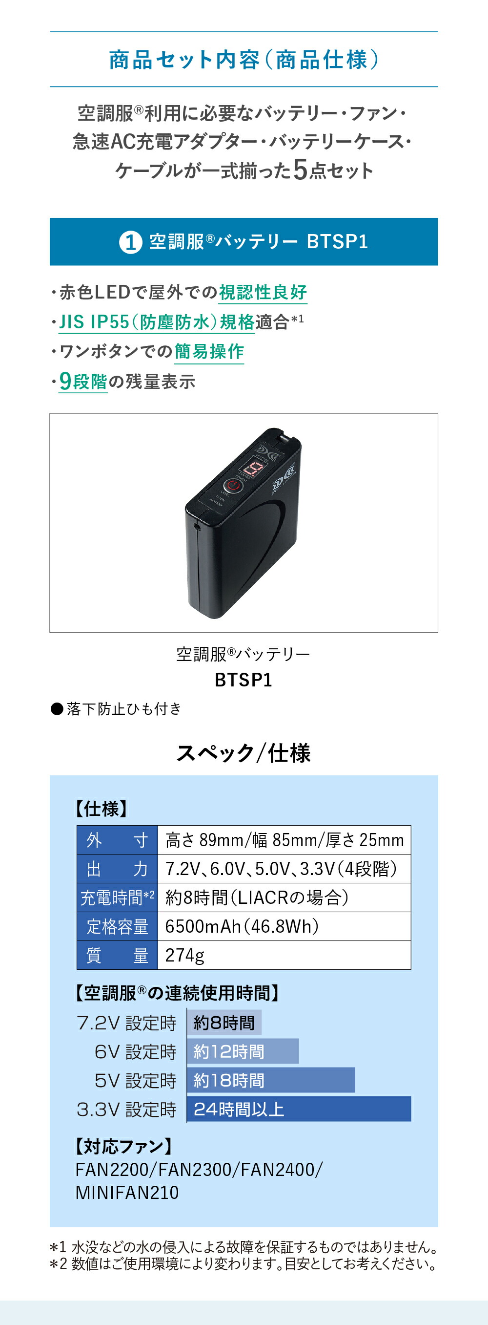 空調服 空調服(R) スターターキット ブラック SKSP02B ファン