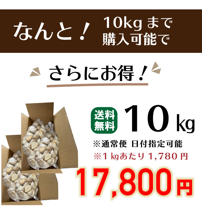 青森 にんにく バラ 訳あり 新物 国産 ニンニク 福地ホワイト六片 10kg