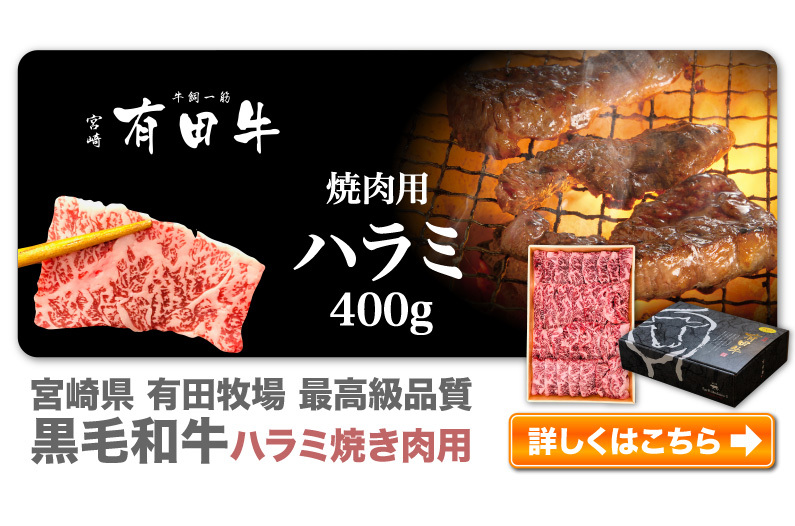 宮崎県有田牧場最高級品質黒毛和牛ハラミ焼き肉用