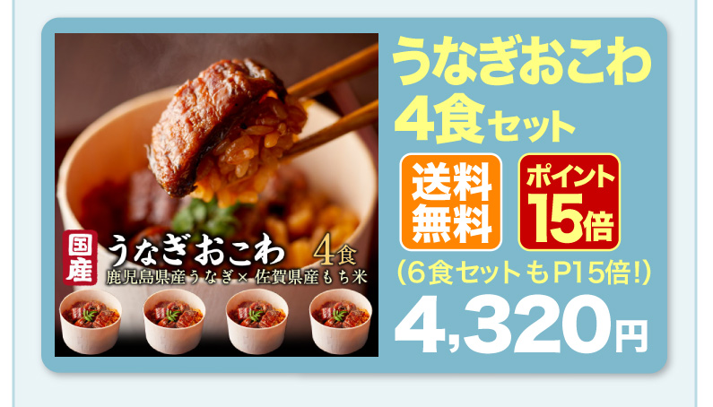 うなぎおこわ4食セット 送料無料