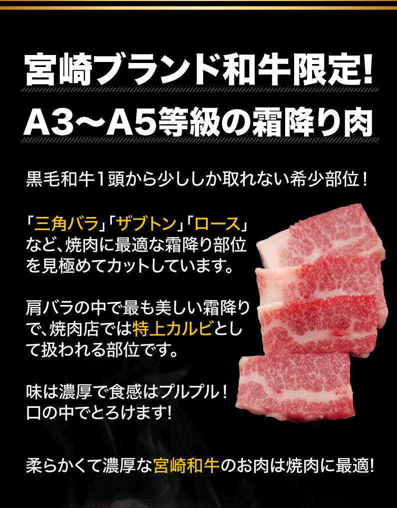 宮崎ブランド和牛限定！A3〜A5等級の霜降り肉