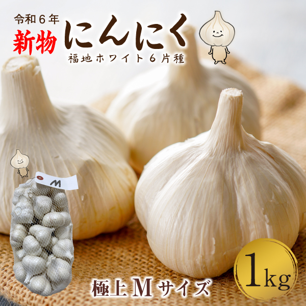 青森 にんにく1kg Mサイズ 約20玉 福地ホワイト6片 国産 ニンニク 新物